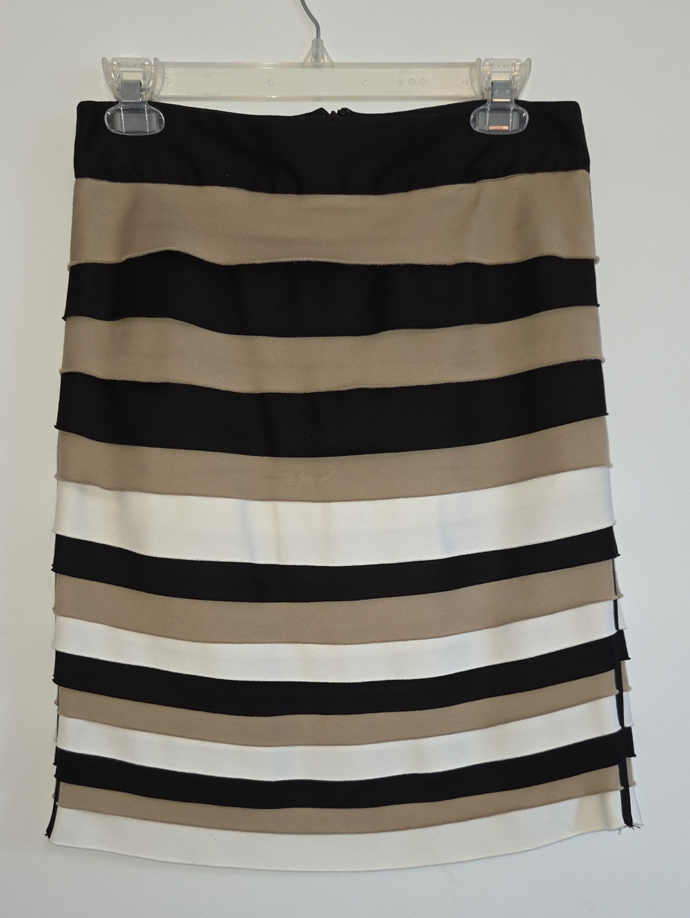 Cartise Women’s Striped Pencil Skirt - Black, Tan & White
